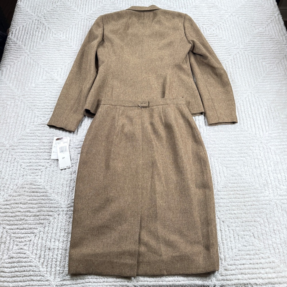 Vintage Jones New York Skirt Suit Womens 2P Brown Heathered Office Y2K Academia - Picture 2 of 15